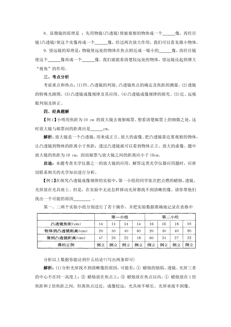 初中物理总复习《透镜及其应用》典型习题分析_第2页