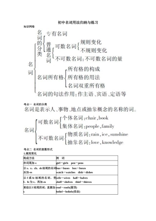 初中名词用法归纳与练习