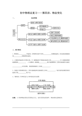 初中物理总复习第四讲：物态变化