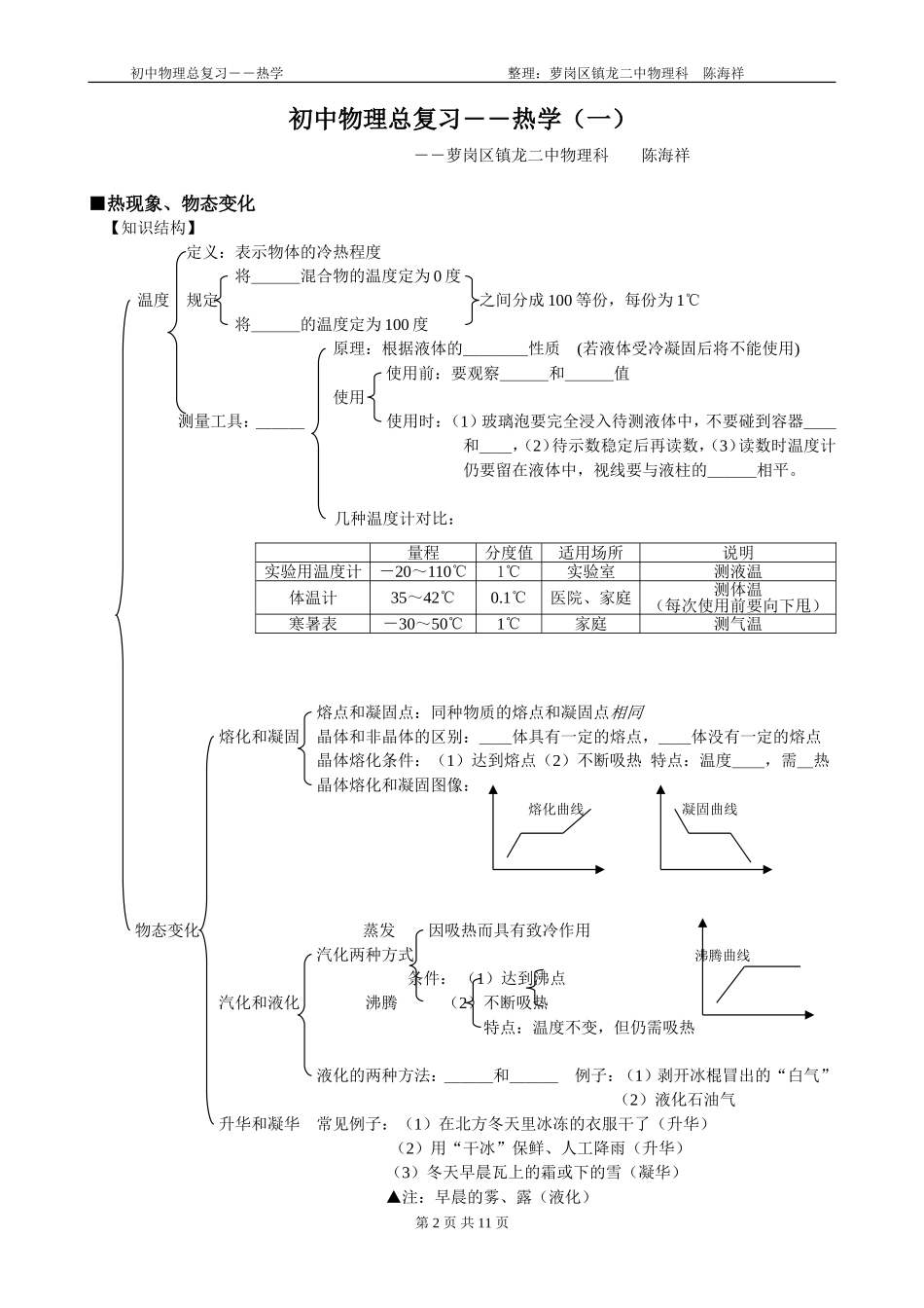 初中物理总复习热学教学设计_第2页