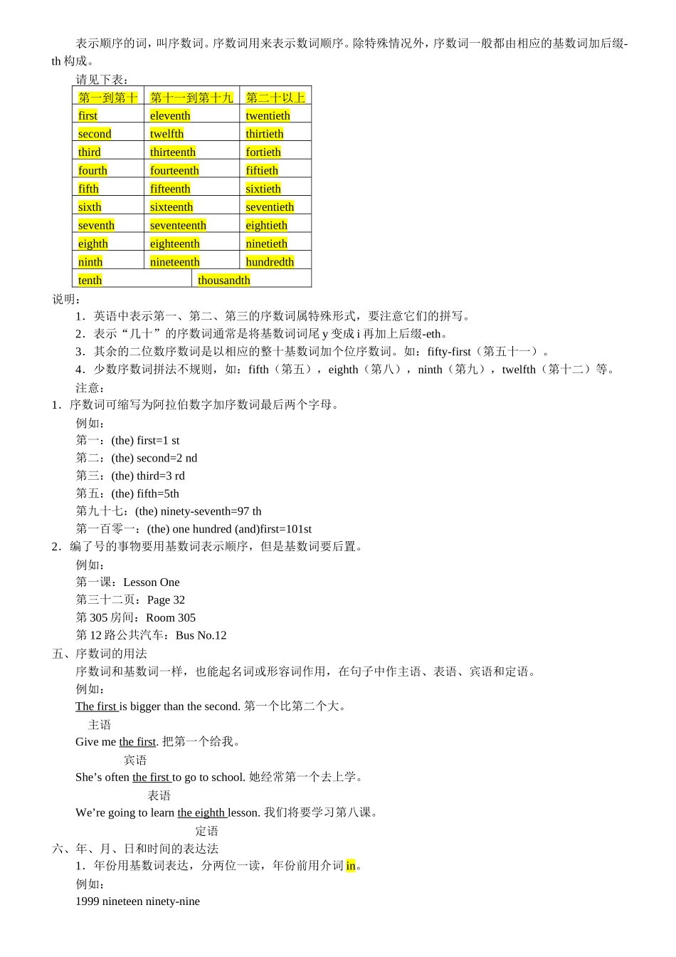 初中英语语法4数词_第2页