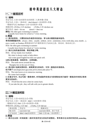初中英语语法八大时态总结