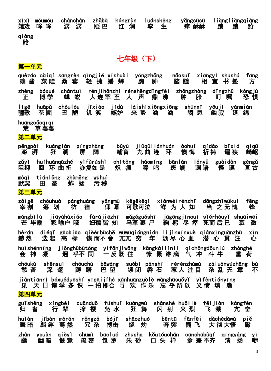 初中七到九年级语文生字及拼音大全【有拼音】_第3页