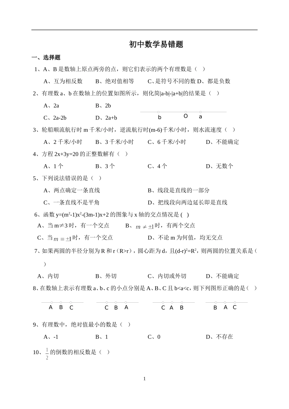 初中数学易错题_第1页