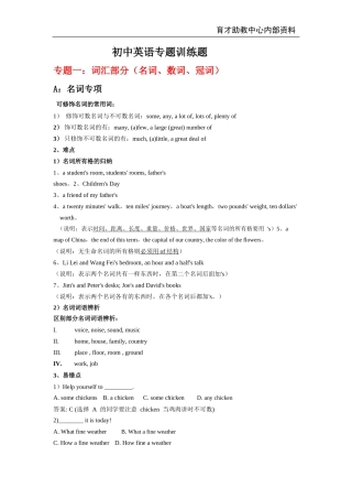 初中英语语法专题精讲及答案