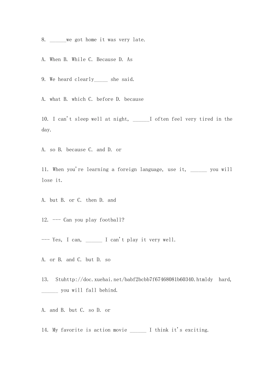 初中英语语法专项练习-连词_第2页