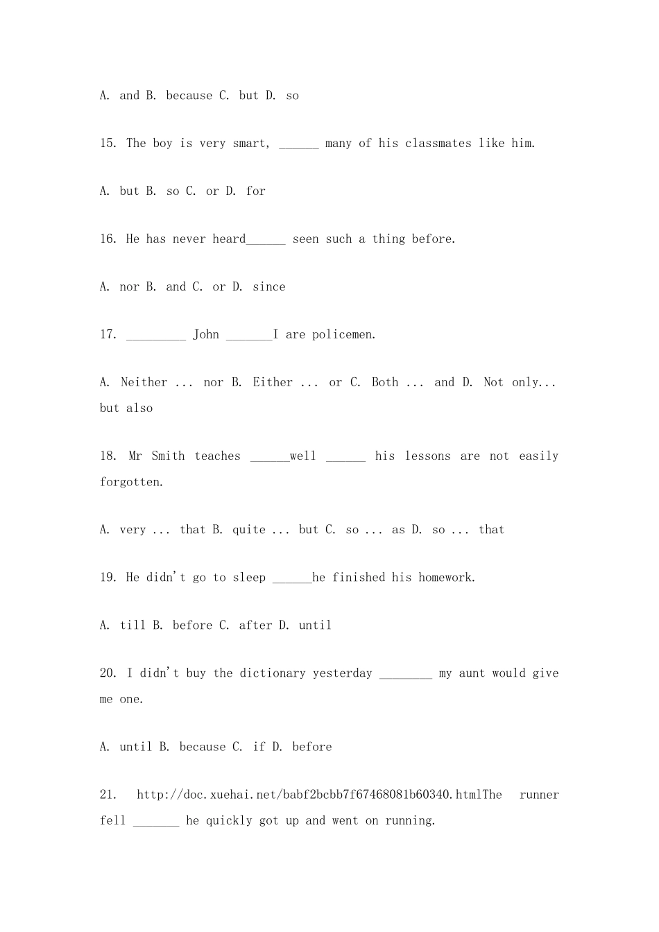 初中英语语法专项练习-连词_第3页