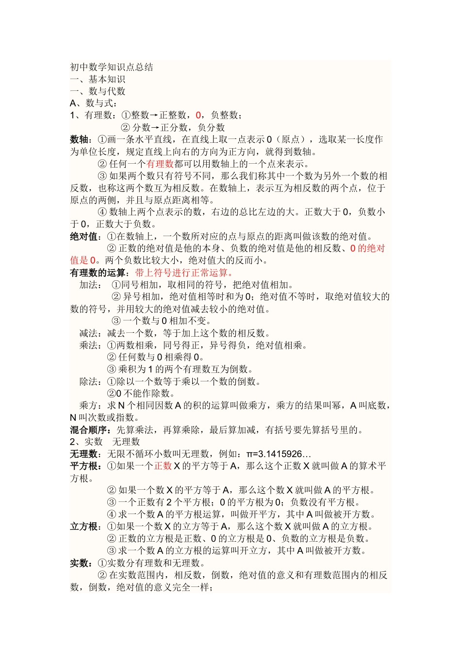 初中数学知识点总结+公式总结_第1页