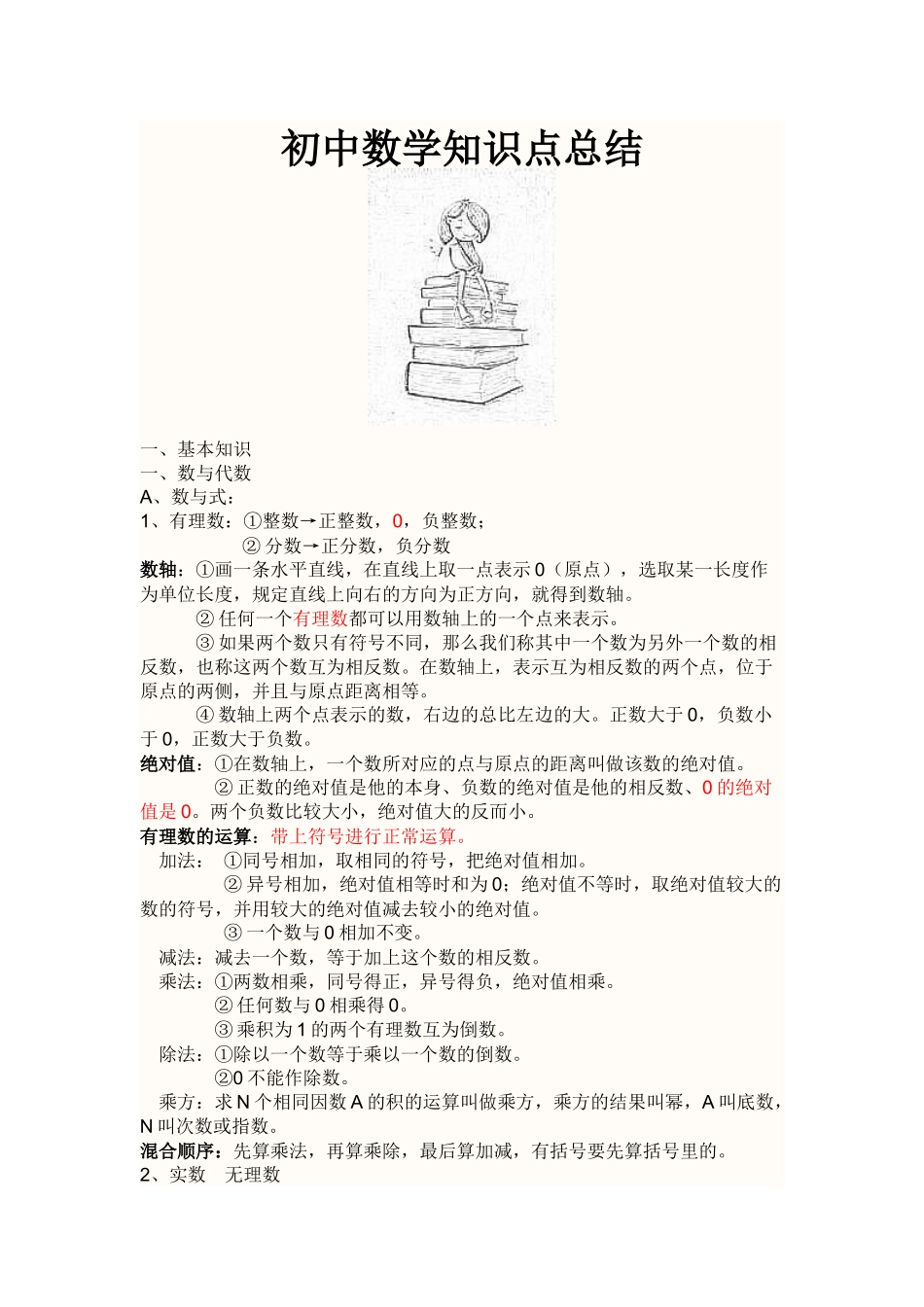 初中数学知识点总结和公式总结_第1页