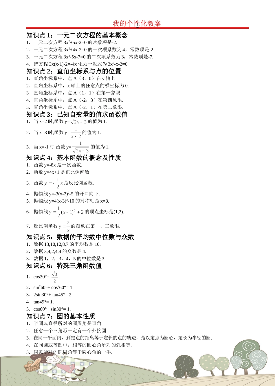 初中数学知识点总结及公式大全_第1页