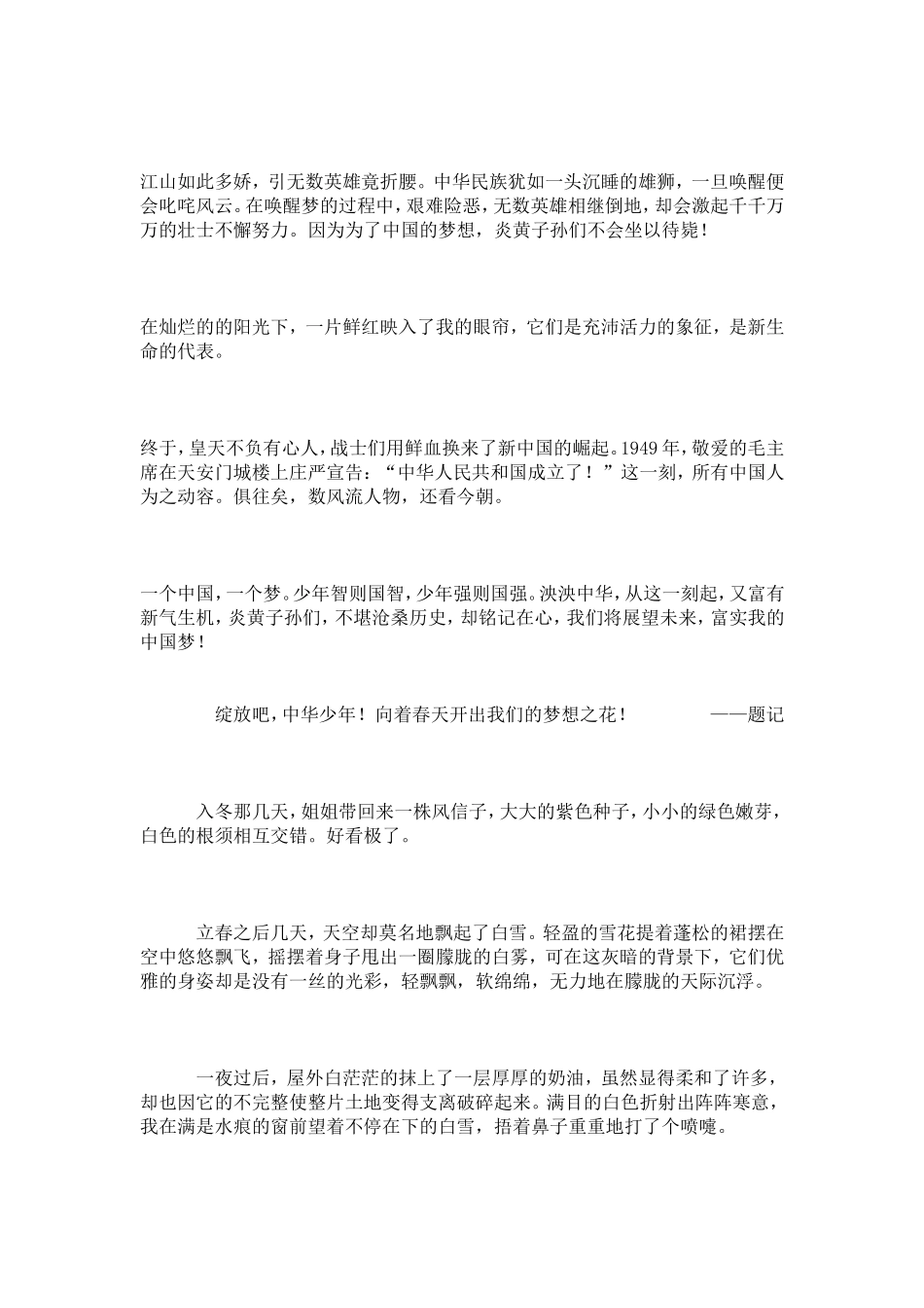 初中生“我的中国梦”读书征文5篇_第2页