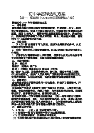 初中学雷锋活动方案