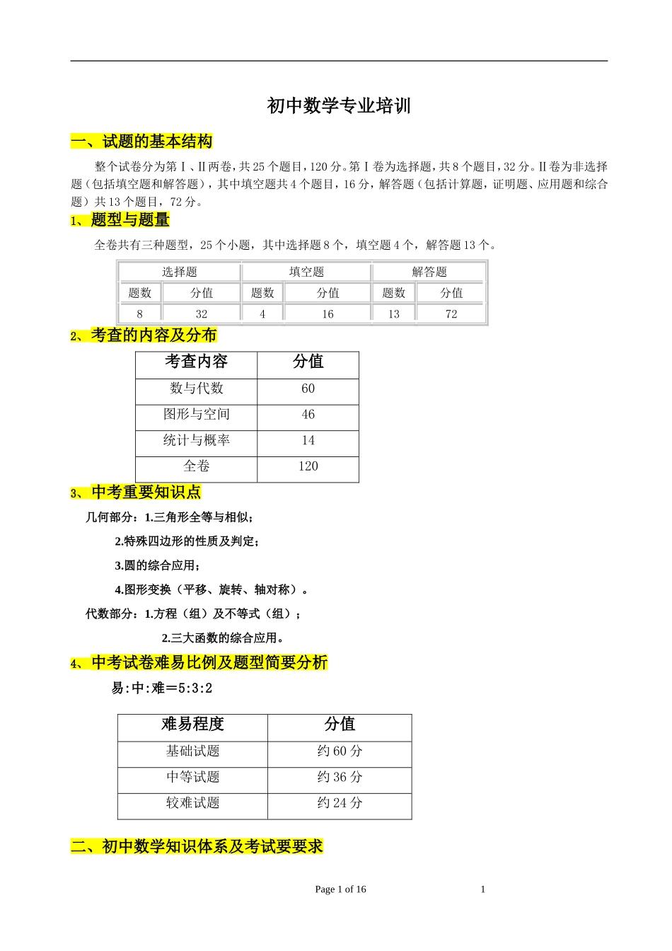 初中数学专业培训_第1页