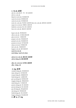 初中英语重点短语-=及固定搭配