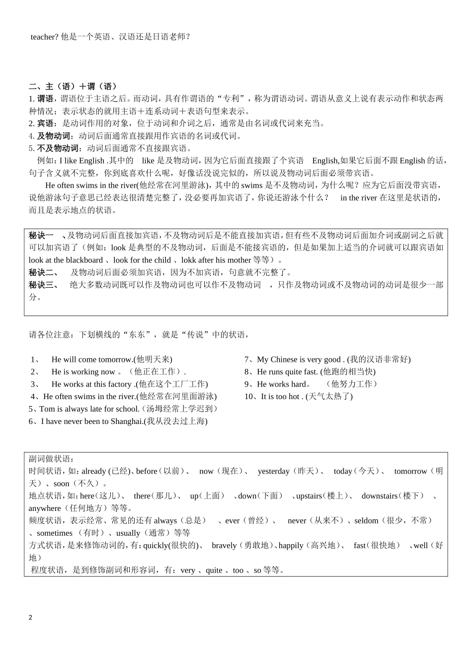 初中英语专题一句子成分分析_第2页