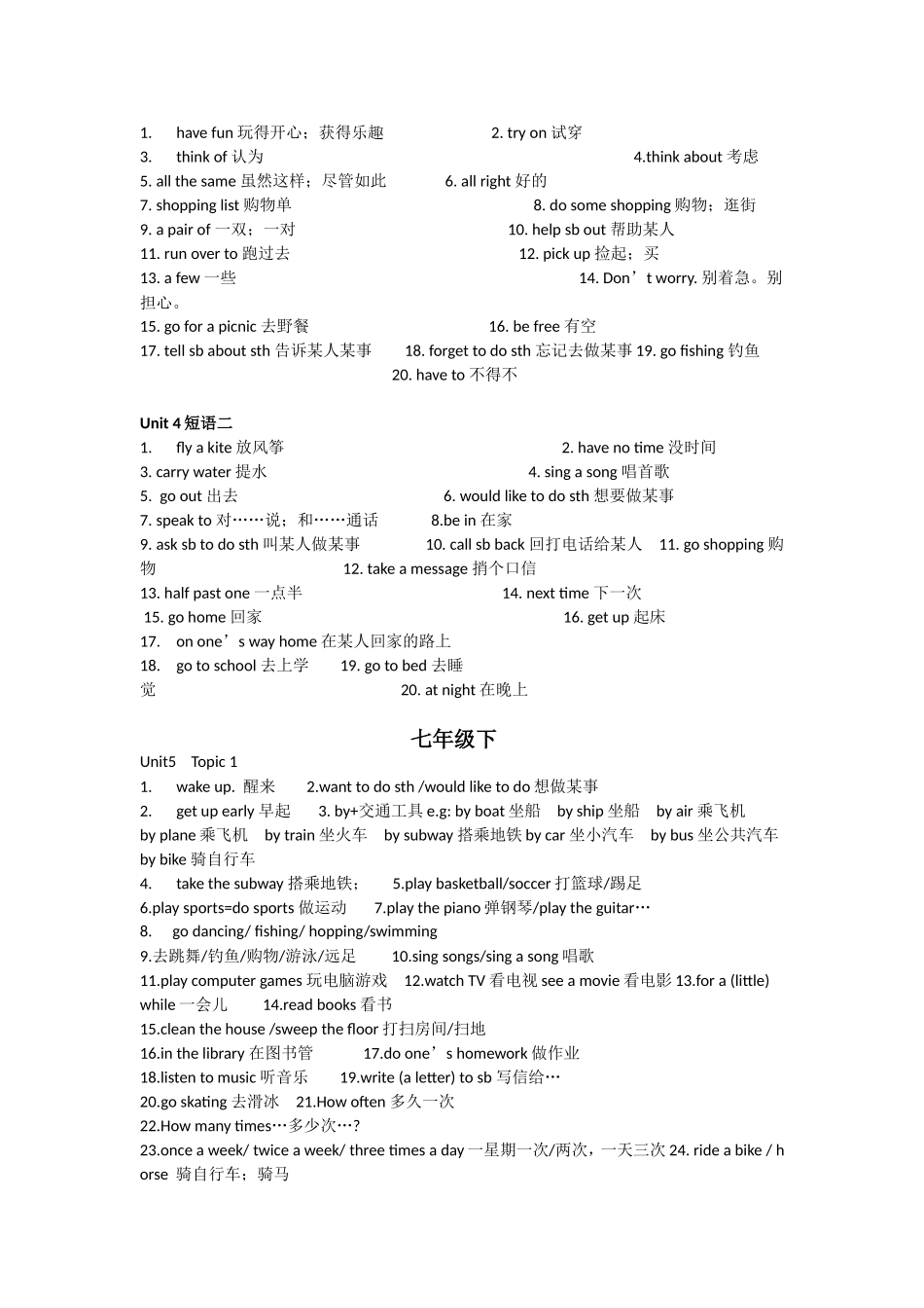 初中英语总复习短语_第2页