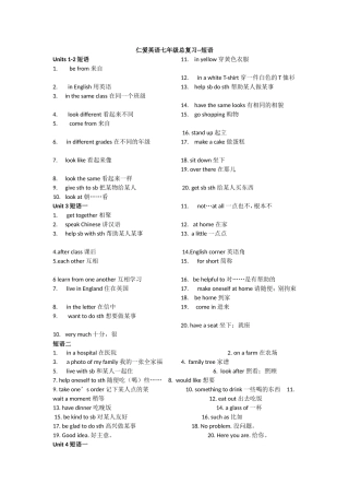 初中英语总复习短语