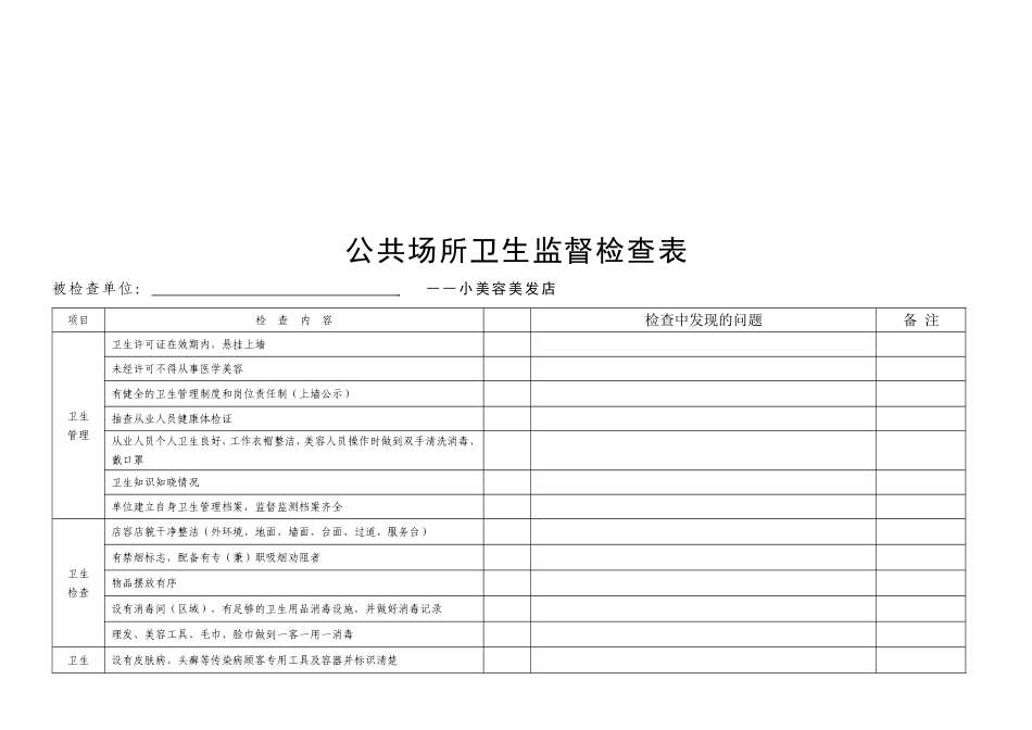 创建国家卫生城市公共场所卫生检查表_第3页