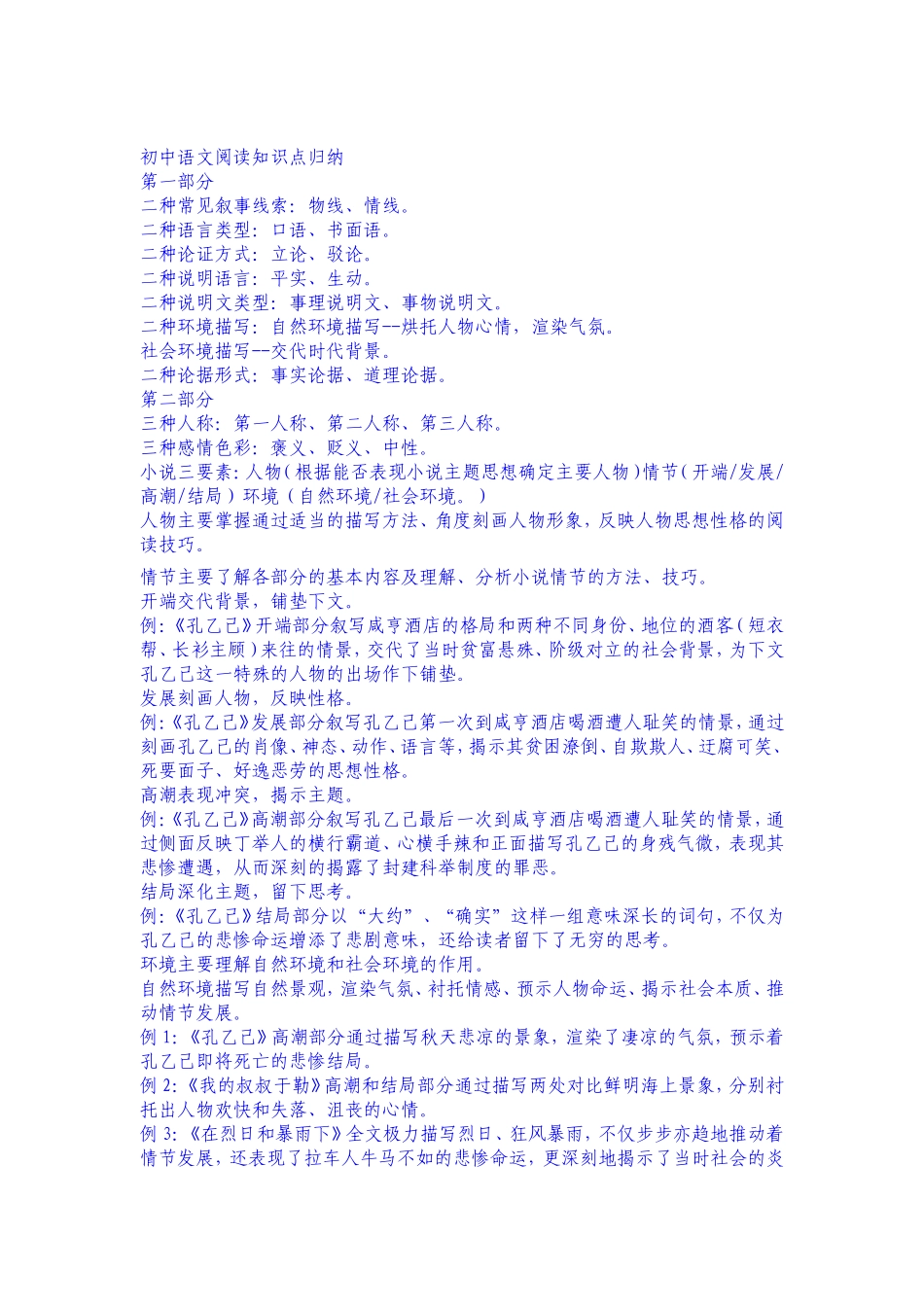 初中语文阅读知识点归纳_第1页