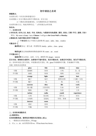 初中语法训练之名词(含练习题及答案)