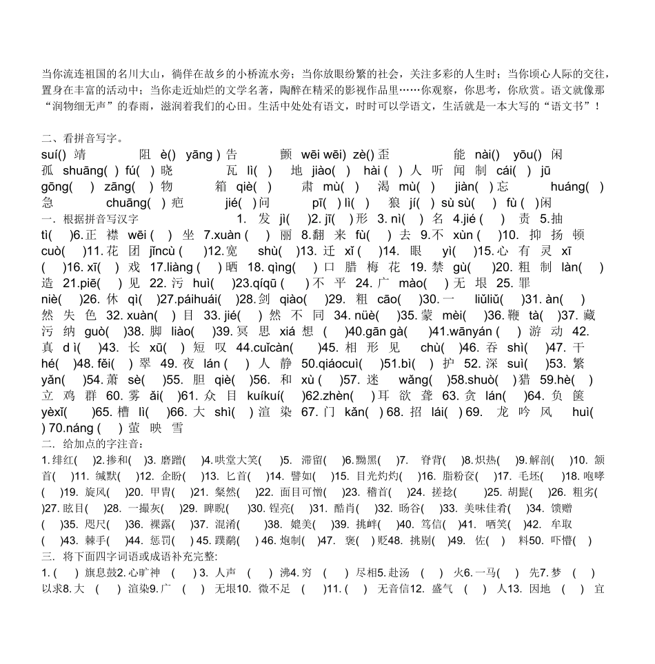 初中语文字词专题复习一：字的音形义_第3页