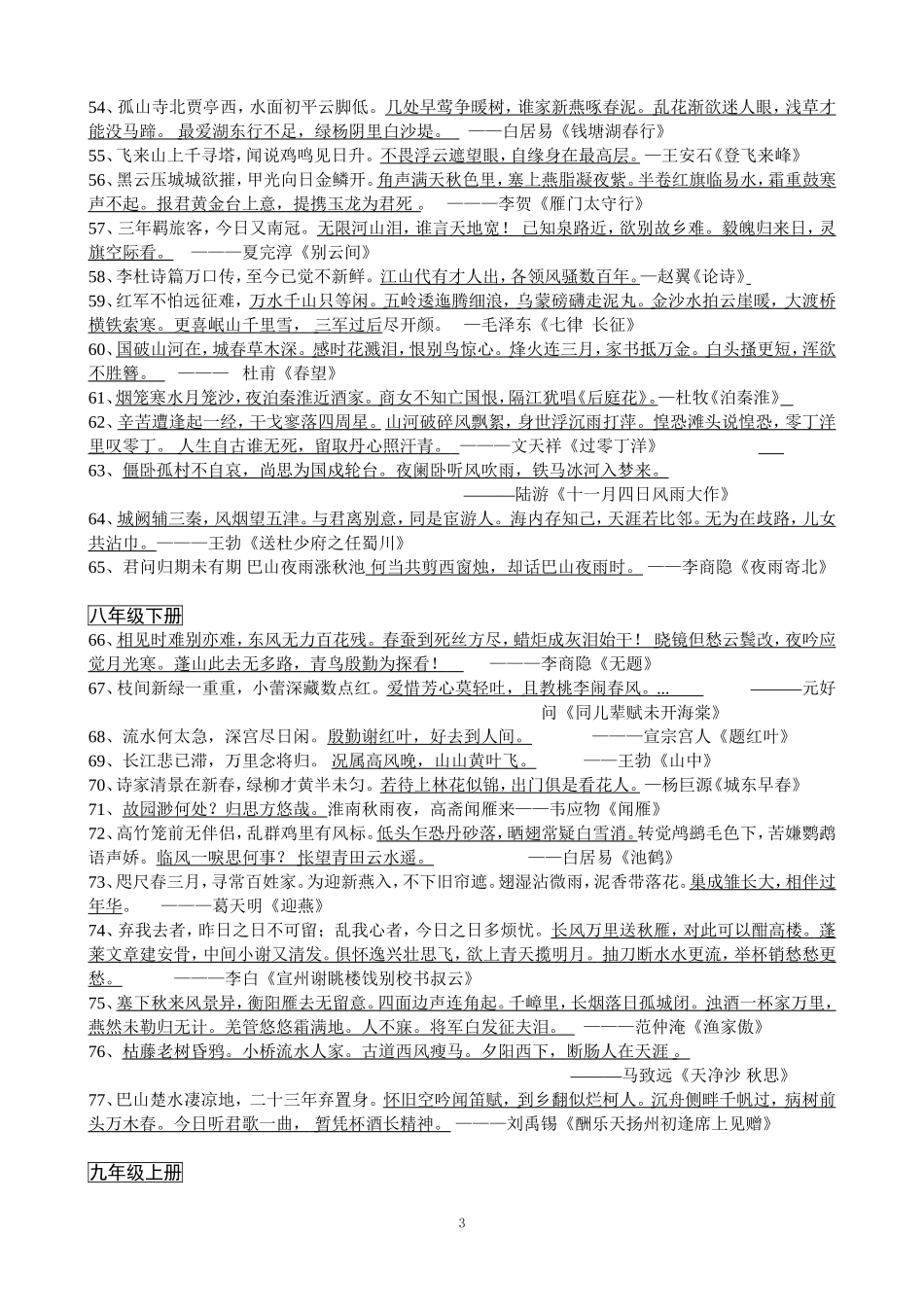 初中语文必背古诗词大全_第3页