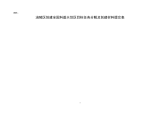 创建全国科普示范区目标任务分解表