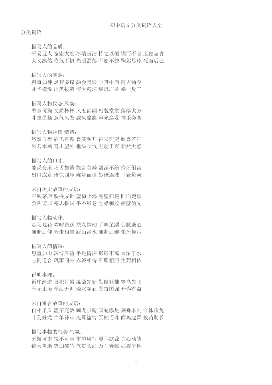 初中语文分类词语大全_第1页