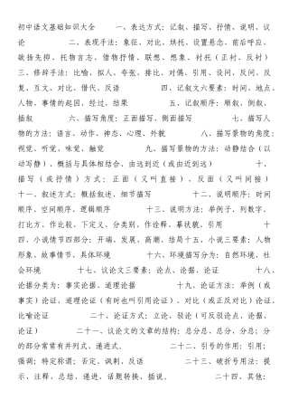初中语文基础知识大全-----一