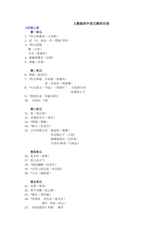初中语文教材目录(人教版旧版)