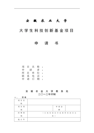 创新基金项目申请书