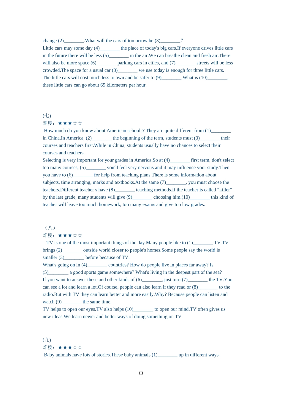 初中专题练习——短文填空英语20篇_第3页