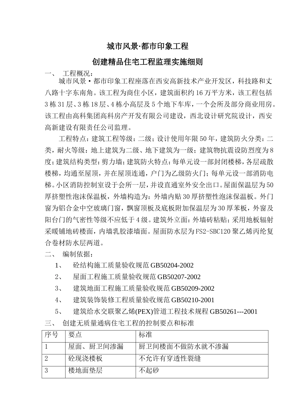 创建无质量通病住宅工程监理实施细则_第1页