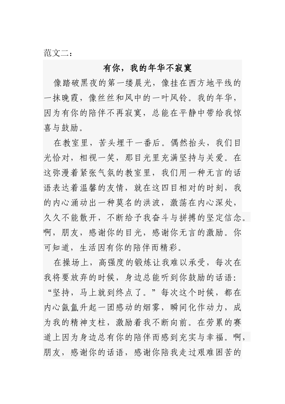 初中作文《有你-我的年华不寂寞》范文文选_第3页