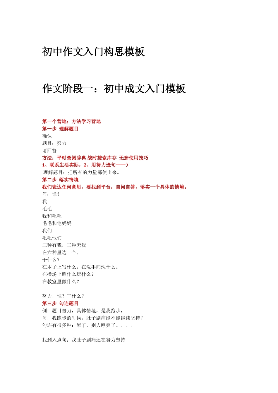 初中作文构思入门模板_第1页