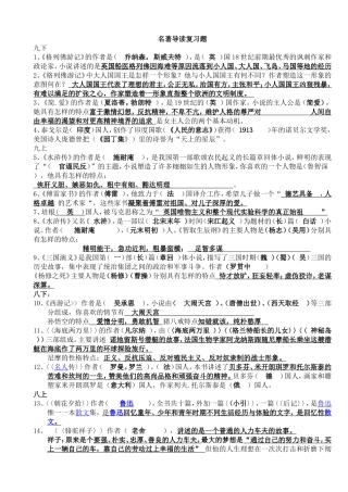 初中语文名著导读复习题