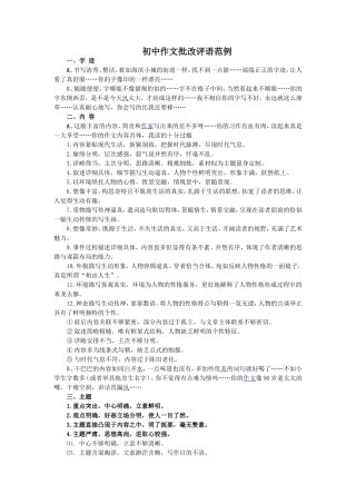 初中作文批改评语范例(同名11671)