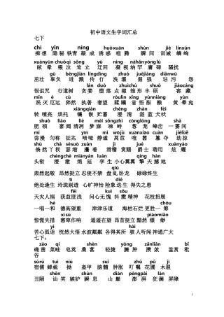 初中语文生字词汇总