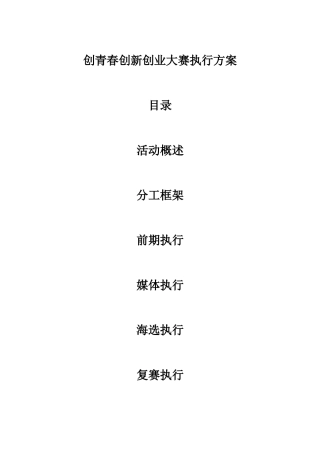 创青春创新创业大赛执行方案