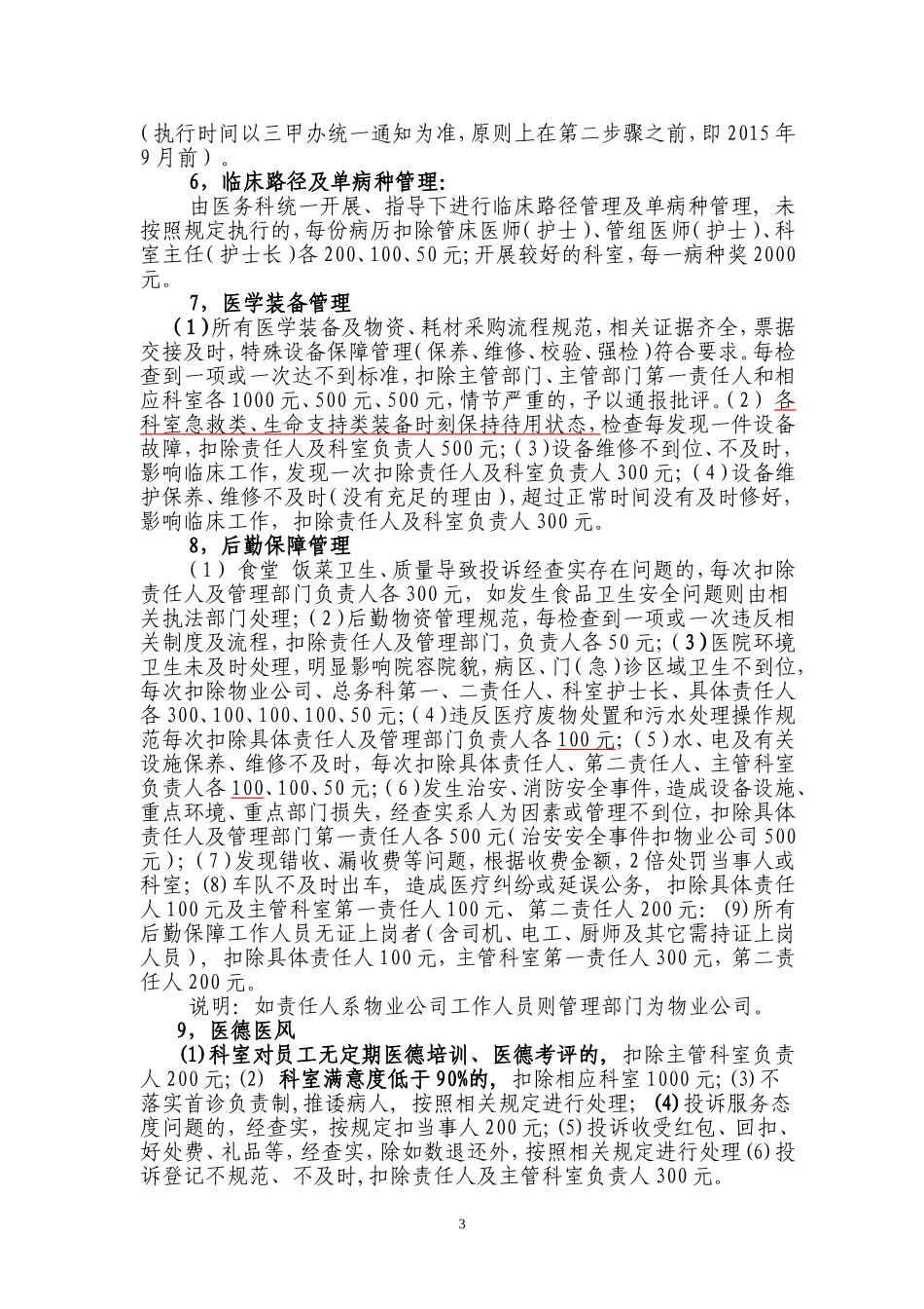 创三甲医院工作奖惩管理办法(2015-7-31)-修改好_第3页