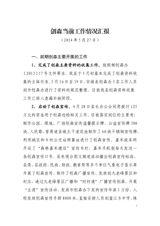 创森当前工作情况汇报