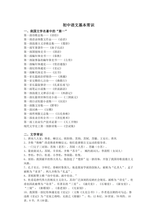 初中语文文学常识(同名18415)