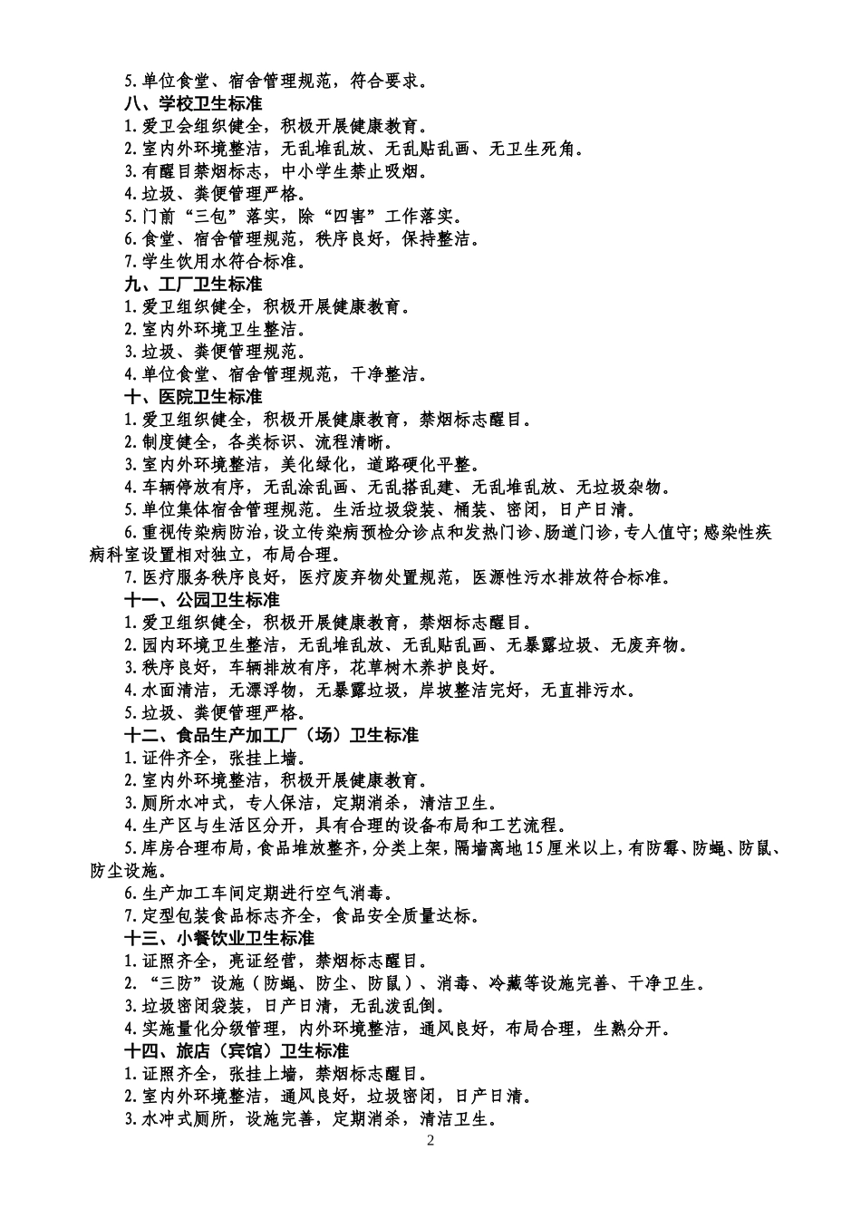 创卫工作简明卫生标准_第2页