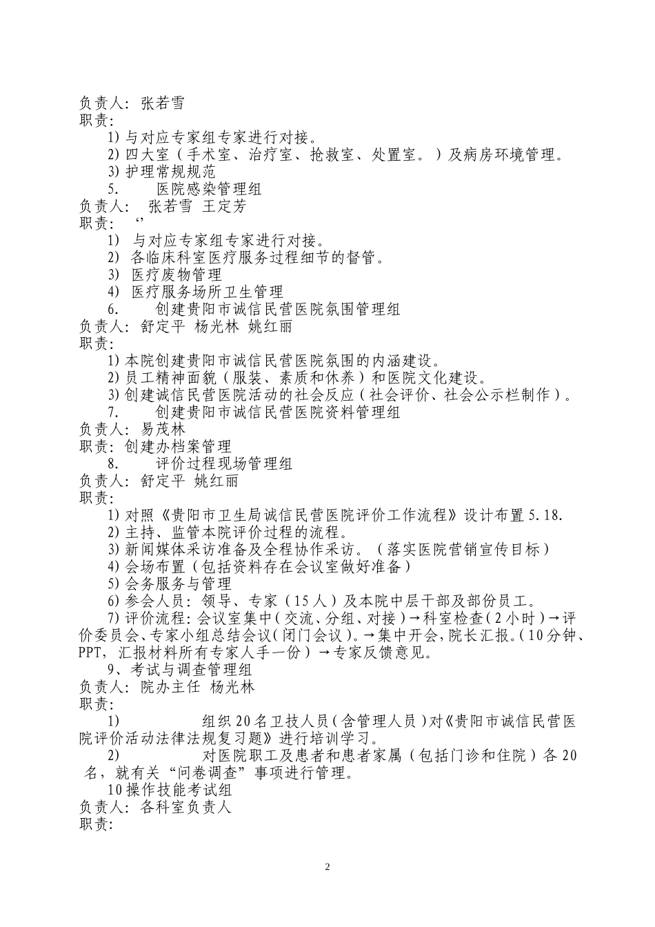 创建贵阳市诚信民营医院迎评工作安排_第2页
