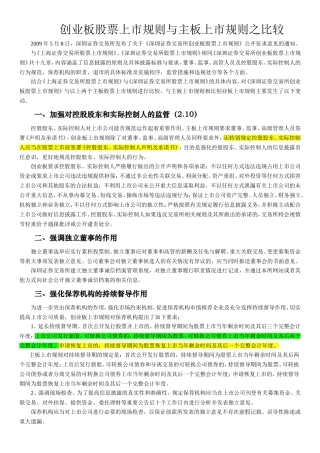创业板股票上市规则与主板上市规则之比较