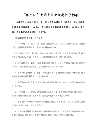创业大赛评分细则