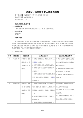 动漫设计与制作专业人才培养方案