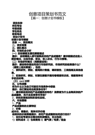 创意项目策划书范文