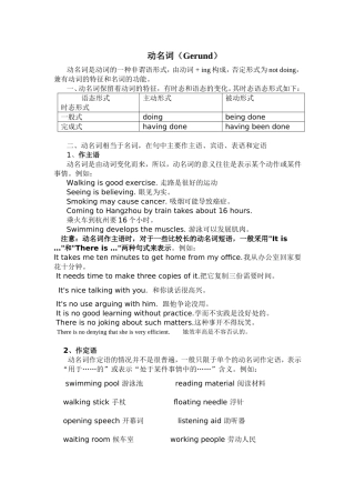动名词的用法及练习题