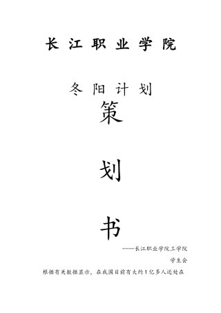 冬阳计划策划书